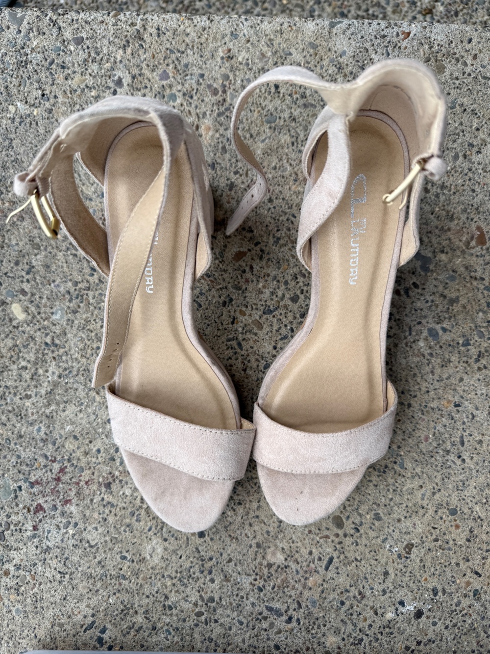 CL by Laundry Blush Suede Open-Toe Ankle-Strap Heels